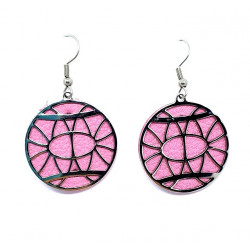 Interchangeable leather earrings pink / purple