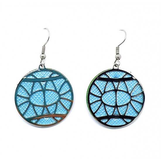 Interchangeable leather earrings blue / green