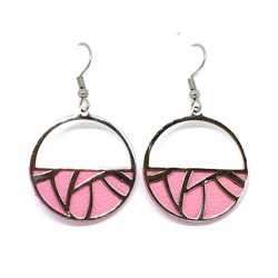 interchangeable leather earrings pink / purple