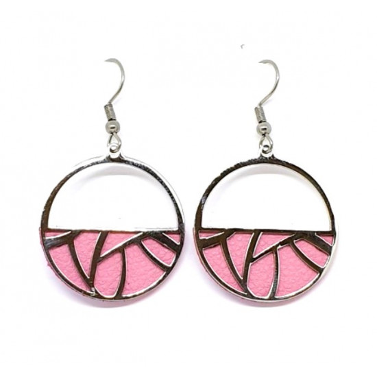interchangeable leather earrings pink / purple