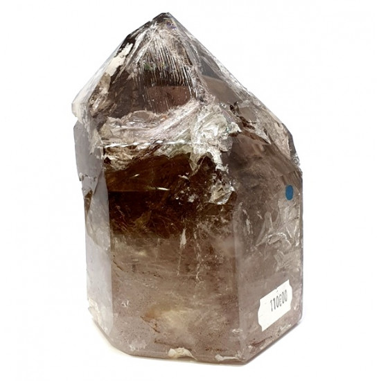 fenestrated smoky quartz with water bubbles