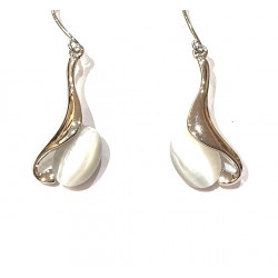 boucles d'oreilles oeil de chat blanc
