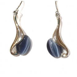 boucles d'oreilles oeil de chat gris