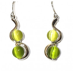 boucles d'oreilles oeil de chat vert