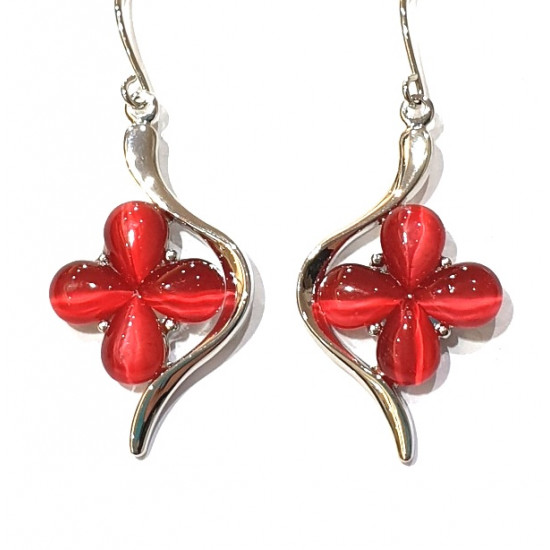 red cat eye earrings