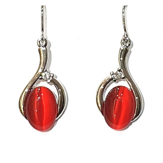 red cat eye earrings