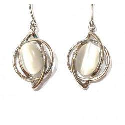 boucles d'oreilles oeil de chat blanc