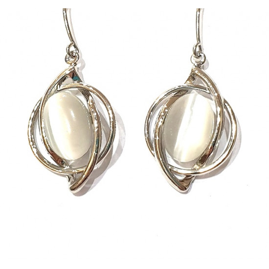 boucles d'oreilles oeil de chat blanc