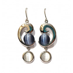 boucles d'oreilles oeil de chat gris