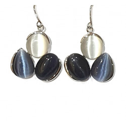 boucles d'oreilles oeil de chat gris