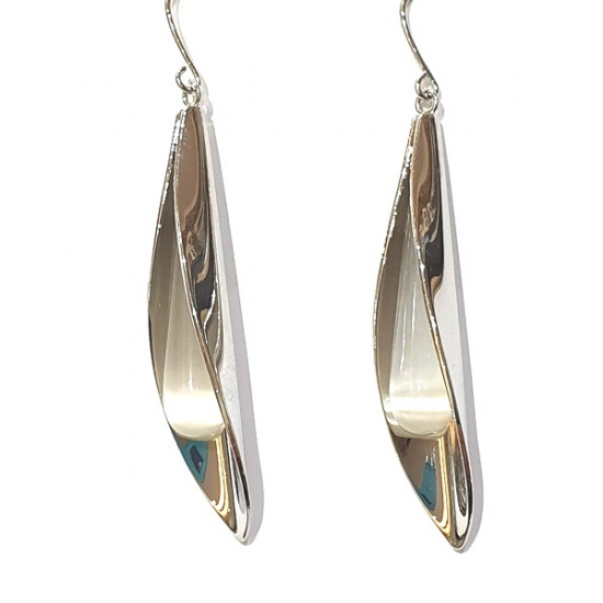 boucles d'oreilles oeil de chat blanc