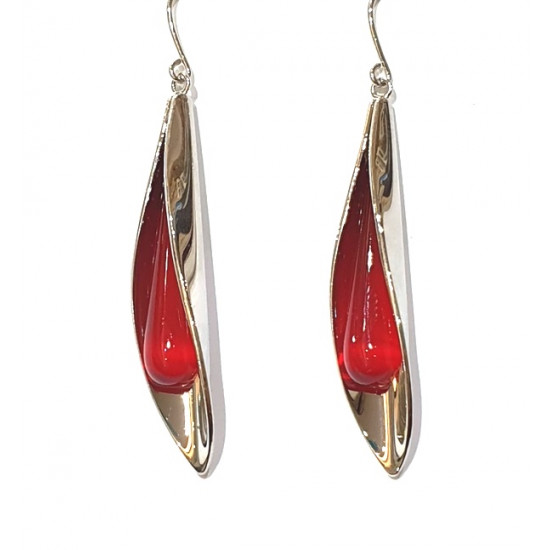 red cat eye earrings