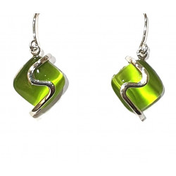 boucles d'oreilles oeil de chat vert