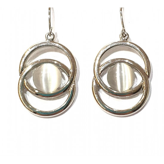 boucles d'oreilles oeil de chat blanc