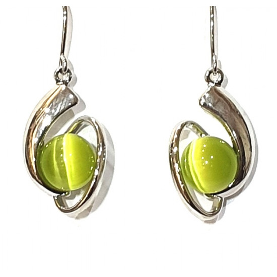 green cat eye earrings