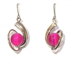 fuchsia cat eye earrings