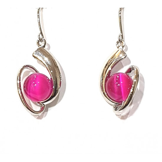 fuchsia cat eye earrings