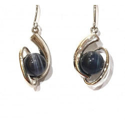 gray cat eye earrings