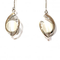 boucles d'oreilles oeil de chat blanc