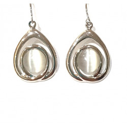 boucles d'oreilles oeil de chat blanc