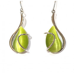 boucles d'oreilles oeil de chat vert