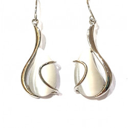 boucles d'oreilles oeil de chat blanc