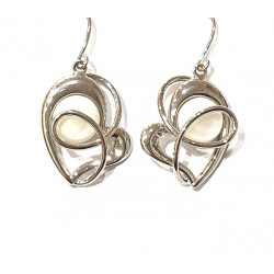 boucles d'oreilles oeil de chat blanc