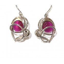 fuchsia cat eye earrings