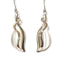 boucles d'oreilles oeil de chat blanc