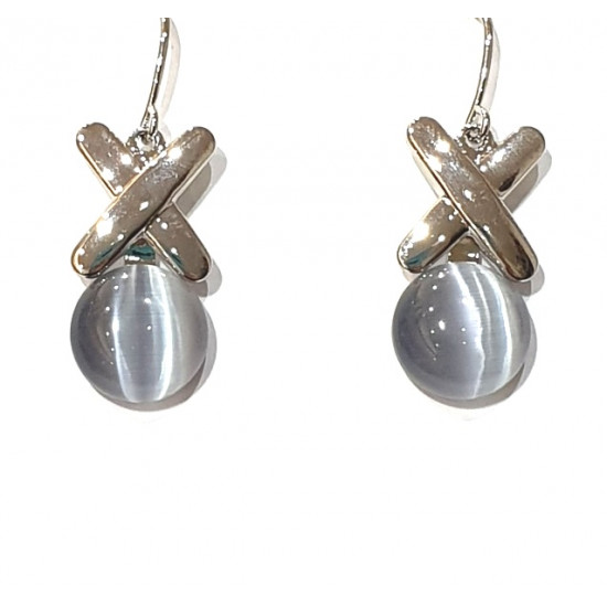 gray cat eye earrings