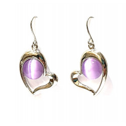 boucles d'oreilles oeil de chat violet