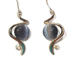 gray cat eye earrings