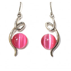boucles d'oreilles oeil de chat rose