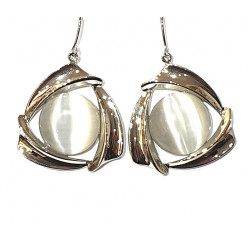 boucles d'oreilles oeil de chat blanc