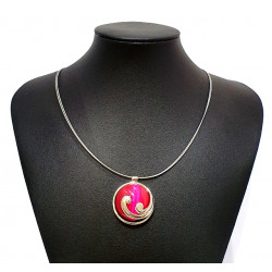 necklace cats eye fuchsia