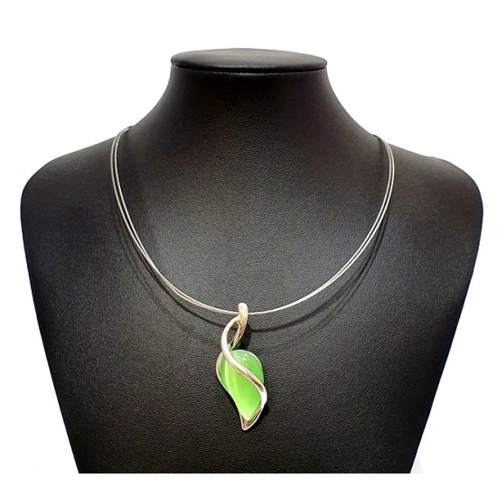 necklace cats eye green