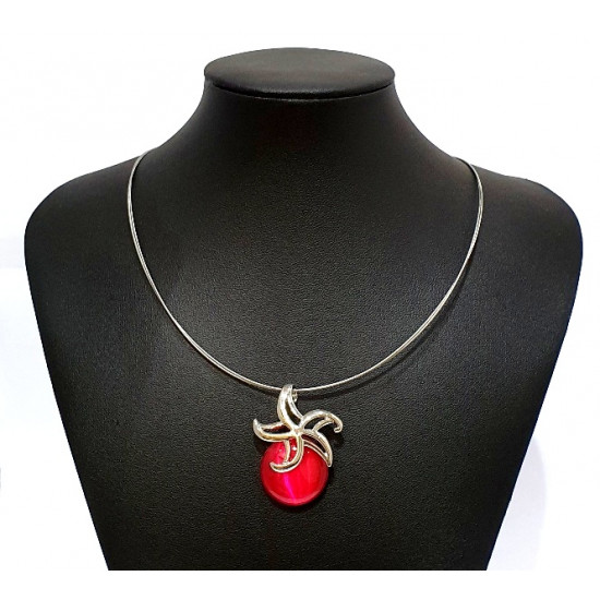 necklace cats eye pink