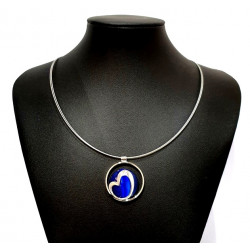 collier oeil de chat bleu