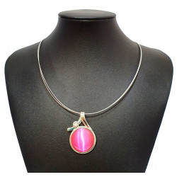 necklace cats eye pink