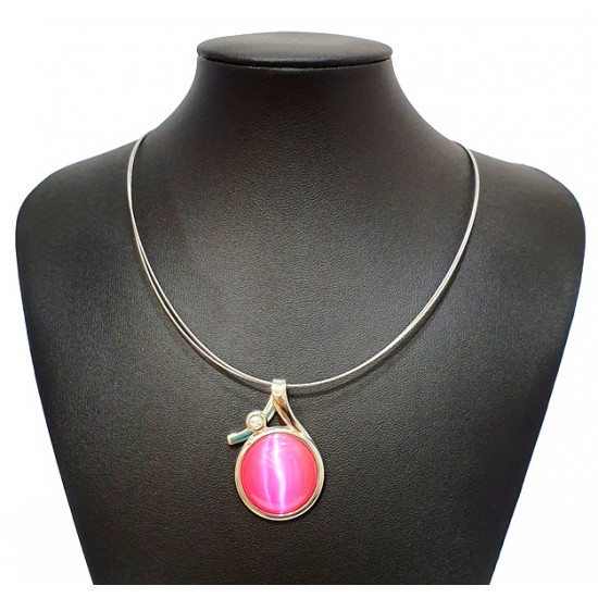 necklace cats eye pink