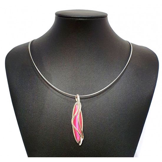 necklace cats eye pink