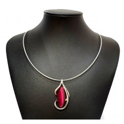 necklace cats eye fuchsia