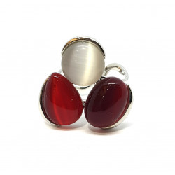 bague oeil de chat rouge