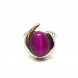 bague oeil de chat fushia