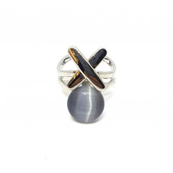 bague oeil de chat gris