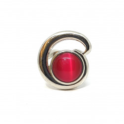 bague oeil de chat framboise