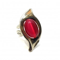 bague oeil de chat framboise