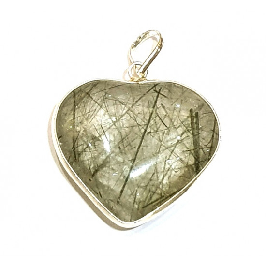 quartz and green tourmaline pendant
