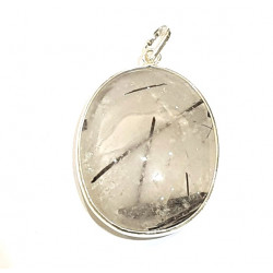 quartz and black tourmaline pendant