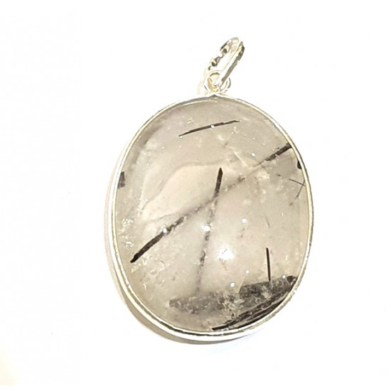 quartz and black tourmaline pendant